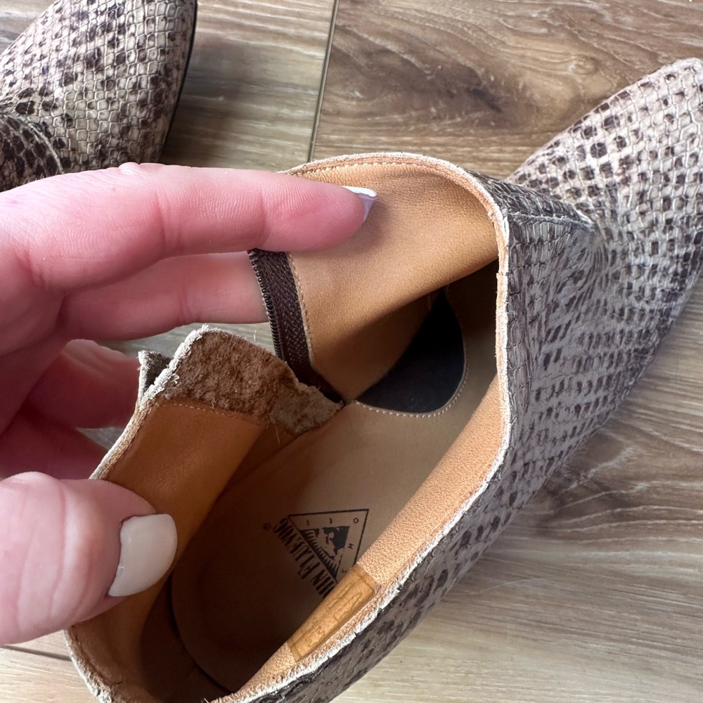 John Fluevog Brown Ankle Boots with Woven Leather Design - Picture 11 of 11